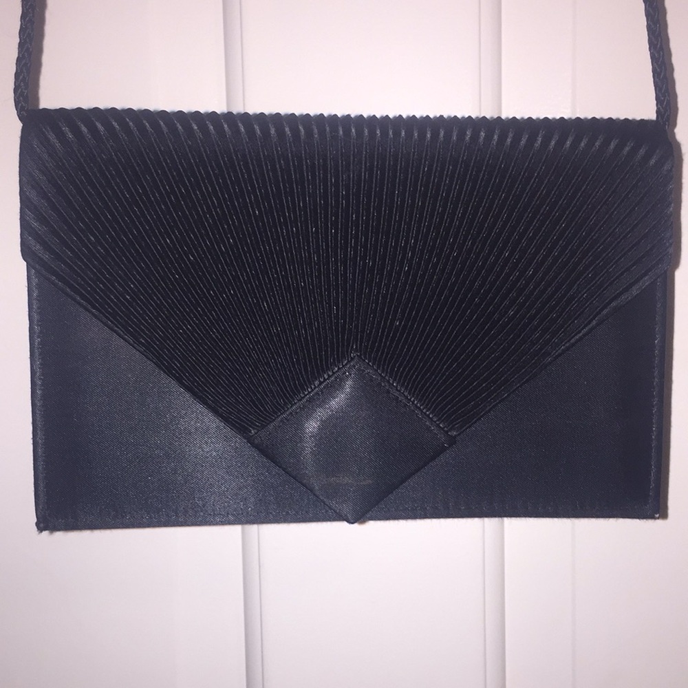Black satin evening purse